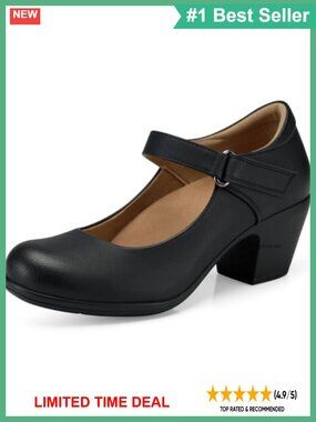 Mary Jane Shoes Women Comfort Arch Support Low Heel Chunky Pumps